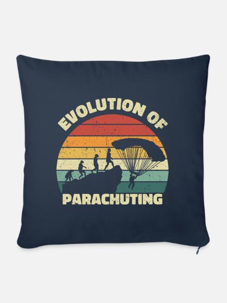 Evolution of Parachuting. Fallschirmspringen - Sofakissenbezug 45 x 45 cm - Navy