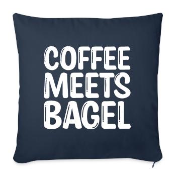 Le café rencontre Bagel - Housse de coussin décorative 45 x 45 cm - bleu marine - Devant