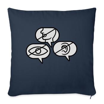Ne voyez pas Speak Hear - Housse de coussin décorative 45 x 45 cm - bleu marine - Devant