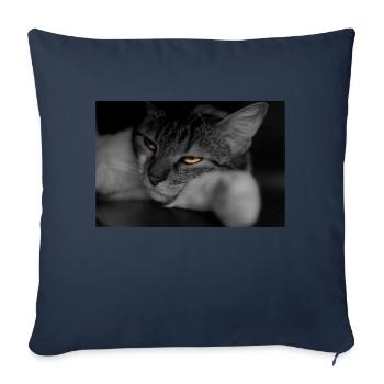le chat au regard terrible - Housse de coussin décorative 45 x 45 cm - bleu marine - Devant
