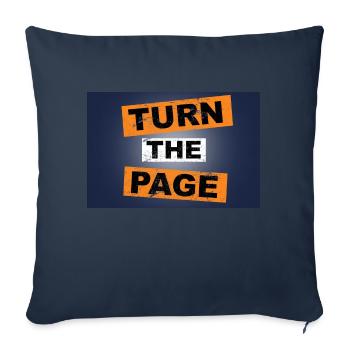 Tourner la page en disant lettrage - Housse de coussin décorative 45 x 45 cm - bleu marine - Devant