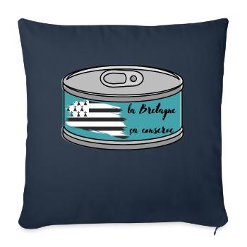 la bretagne sa conserve cadeau homme femme enfant - Housse de coussin décorative 45 x 45 cm - bleu marine - Devant
