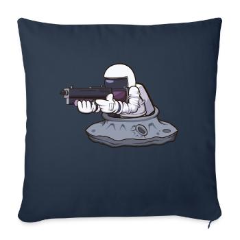 Astronaute avec arme - Housse de coussin décorative 45 x 45 cm - bleu marine - Devant