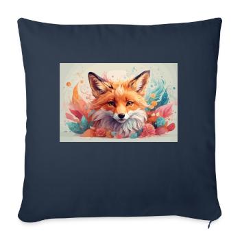 süßer Fuchs im pastell Rosenmeer - Sofakissenbezug 45 x 45 cm - Navy - Vorne