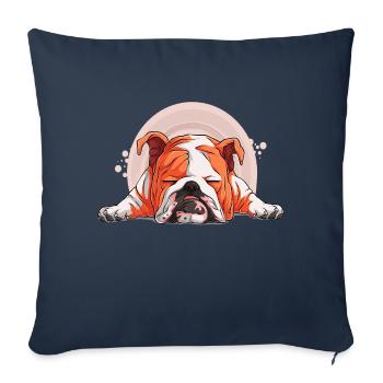 Dog Bulldog Animals Puppy Cute Dog Watercolor Art - Sofa pillowcase 17,3'' x 17,3'' (45 x 45 cm) - navy - Front