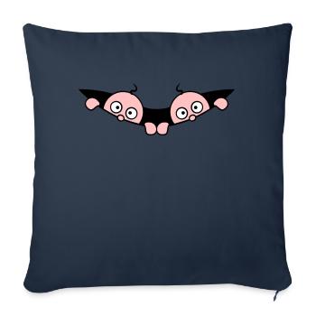 Comic Twins Peeking Out Belly 2 Bébés Enceintes - Housse de coussin décorative 45 x 45 cm - bleu marine - Devant