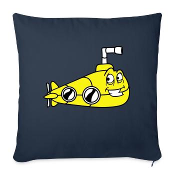 Sous-marin drôle avec des sourires de visage Dessin animé - Housse de coussin décorative 45 x 45 cm - bleu marine - Devant