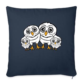 4 Owls Dad Mom Child Baby Family Mother Father - Sofa pillowcase 17,3'' x 17,3'' (45 x 45 cm) - navy - Front