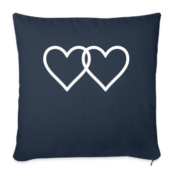 Symbole d’amour des cœurs - Housse de coussin décorative 45 x 45 cm - bleu marine - Devant
