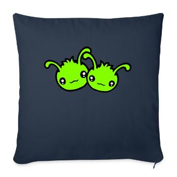 2 Caterpillar Alien Monster Team Friends Couple In Love - Sofa pillowcase 17,3'' x 17,3'' (45 x 45 cm) - navy - Front