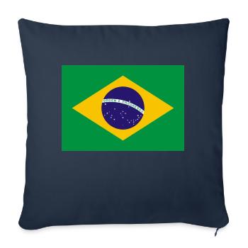 Brésil drapeau bannière - Housse de coussin décorative 45 x 45 cm - bleu marine - Devant