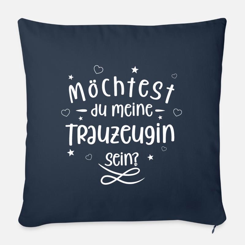 Möchtest du meine Trauzeugin sein? (weiß) - Sofakissenbezug 45 x 45 cm - Navy