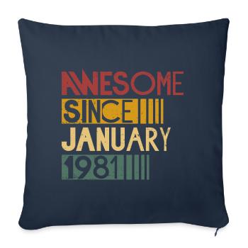 Born in January 1981 retro birthday - Sofa pillowcase 17,3'' x 17,3'' (45 x 45 cm) - navy - Front