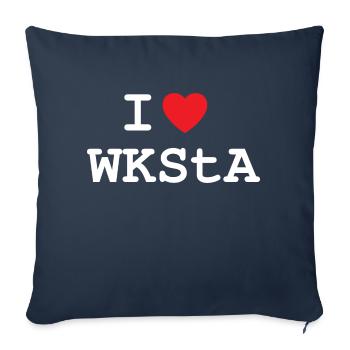 I LOVE WKSTA T-Shirt Design in White - Sofa pillowcase 17,3'' x 17,3'' (45 x 45 cm) - navy - Front