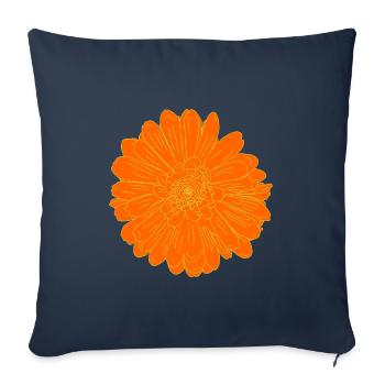 Fleur Orange Classique - Housse de coussin décorative 45 x 45 cm - bleu marine - Devant
