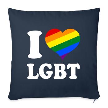 J’aime les LGBT - Housse de coussin décorative 45 x 45 cm - bleu marine - Devant