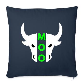 Moo (taureau à demi-tête) - Housse de coussin décorative 45 x 45 cm - bleu marine - Devant