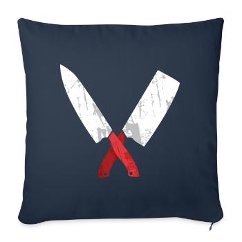 Chef's knife crossed - Sofa pillowcase 17,3'' x 17,3'' (45 x 45 cm) - navy - Front