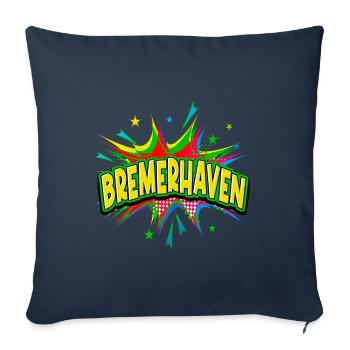 Bremerhaven Allemagne Ville Pop Art Bande dessinée - Housse de coussin décorative 45 x 45 cm - bleu marine - Devant