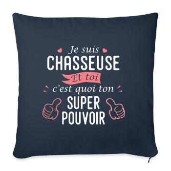 chasseuse cadeau cool chasse pour femme maman - Housse de coussin décorative 45 x 45 cm - bleu marine - Devant