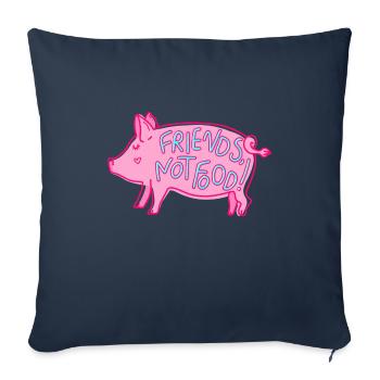 Porc sucré Dire Amis pas nourriture Végétalien - Housse de coussin décorative 45 x 45 cm - bleu marine - Devant