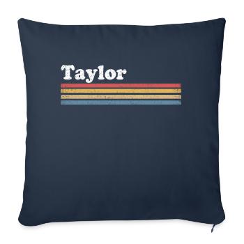 Taylor Nom personnalisé anniversaire Noël - Housse de coussin décorative 45 x 45 cm - bleu marine - Devant