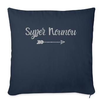 super nounou argenté - cadeau nounou - Housse de coussin décorative 45 x 45 cm - bleu marine - Devant