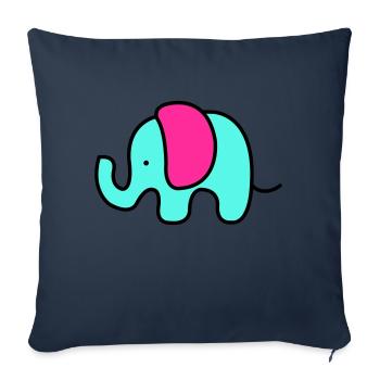 Bébé éléphant - Housse de coussin décorative 45 x 45 cm - bleu marine - Devant