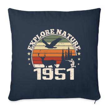 Cadeau Anniversaire 1951 Classique Chasseur 1951 - Housse de coussin décorative 45 x 45 cm - bleu marine - Devant