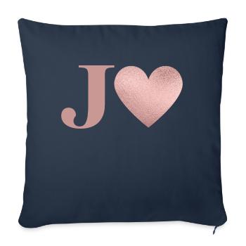 Lettre j cœur rose gold - Housse de coussin décorative 45 x 45 cm - bleu marine - Devant