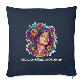 Rêves de fleurs d’été - Housse de coussin décorative 45 x 45 cm - bleu marine - Devant