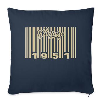 Vintage 1951 Barcode 1951: Year 2025. - Sofa pillowcase 17,3'' x 17,3'' (45 x 45 cm) - navy - Front
