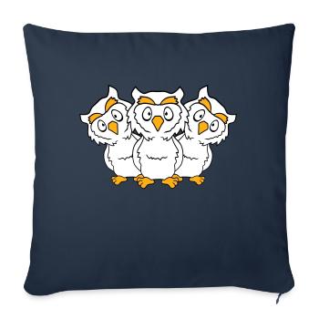 3 hiboux équipe amis groupe groupe trois frères troupe - Housse de coussin décorative 45 x 45 cm - bleu marine - Devant