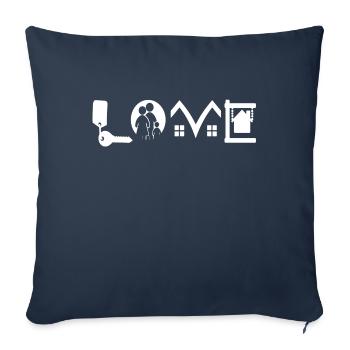 Amour - marchand immobilier, agent immobilier - Housse de coussin décorative 45 x 45 cm - bleu marine - Devant