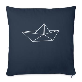 Origami Schiff Papierchiffchen - Sofakissenbezug 45 x 45 cm - Navy - Vorne