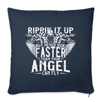 cadeau moto t-shirt ange motard - Housse de coussin décorative 45 x 45 cm - bleu marine - Devant