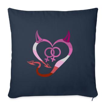 Coeur du diable lesbienne avec symbole - Housse de coussin décorative 45 x 45 cm - bleu marine - Devant