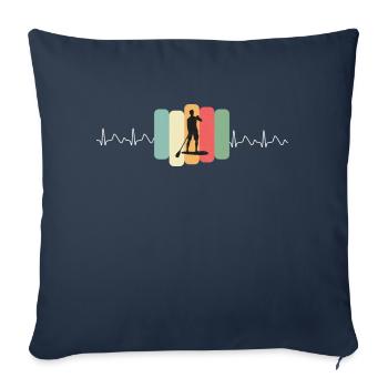 Stand up paddeling Sup, avec courbe de l’ECG - Housse de coussin décorative 45 x 45 cm - bleu marine - Devant