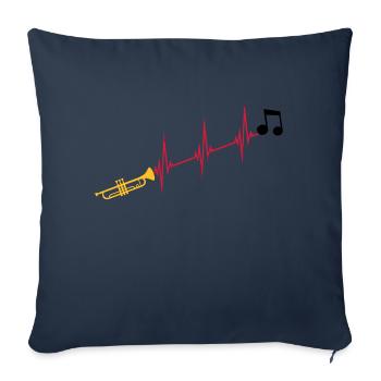 Musical note heartbeat trumpet - Sofa pillowcase 17,3'' x 17,3'' (45 x 45 cm) - navy - Front