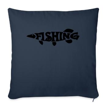 Pêche - Housse de coussin décorative 45 x 45 cm - bleu marine - Devant