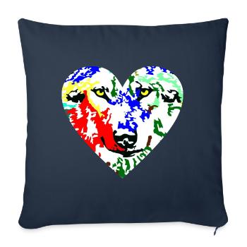Coeur de Loup coloré - Housse de coussin décorative 45 x 45 cm - bleu marine - Devant