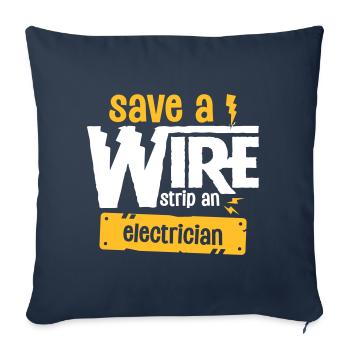 Save A Wire Strip At Electrician - Funny Electric - Sofa pillowcase 17,3'' x 17,3'' (45 x 45 cm) - navy - Front