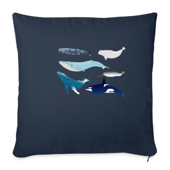 whales - Sofa pillowcase 17,3'' x 17,3'' (45 x 45 cm) - navy - Front