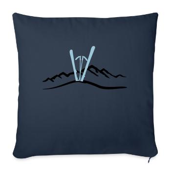 Skis and Mountains, skiing - Sofa pillowcase 17,3'' x 17,3'' (45 x 45 cm) - navy - Front