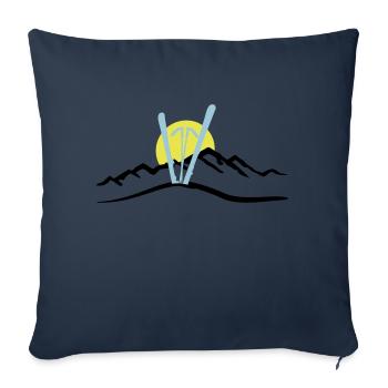 Ski, Berg und Sonne, Skifahren - Sofakissenbezug 45 x 45 cm - Navy - Vorne