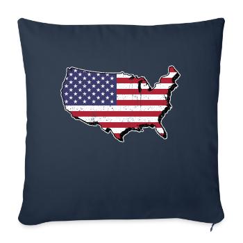 Carte de l'Amérique avec le drapeau - Housse de coussin décorative 45 x 45 cm - bleu marine - Devant