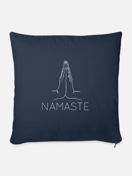 Namaste Handbewegung In weiss - Sofakissenbezug 45 x 45 cm - Navy
