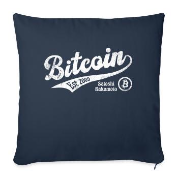 Bitcoin Vintage Trader BTC Crypto Blockchain - Housse de coussin décorative 45 x 45 cm - bleu marine - Devant