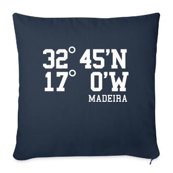 Madeira Coordonnées Île de Vacances Portugal Cadeau - Housse de coussin décorative 45 x 45 cm - bleu marine - Devant