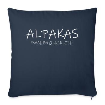 Alpakas machen glücklich - Sofakissenbezug 45 x 45 cm - Navy - Vorne
